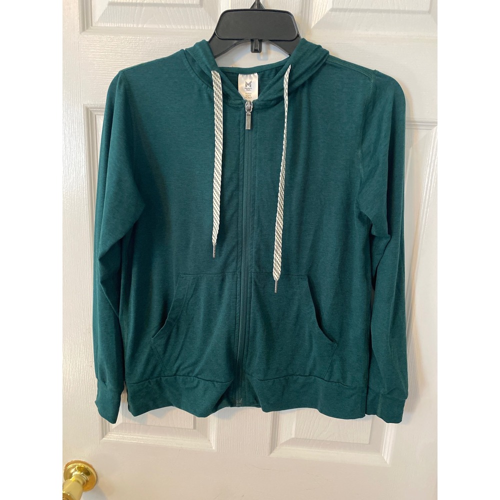 Members Mark Favorite Soft Jacket Teal Green Zip Up Hoodie XS Heathered Active